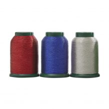 KingStar Metallic Embroidery Thread - 1000m Spool - Patriotic Pack with 2 Bonus Designs