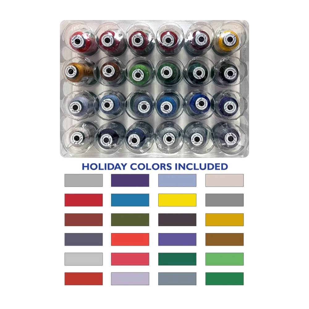 Exquisite Polyester 24 Color Thread Kit from DIME Designs in Machine Embroidery - Holiday Assortment