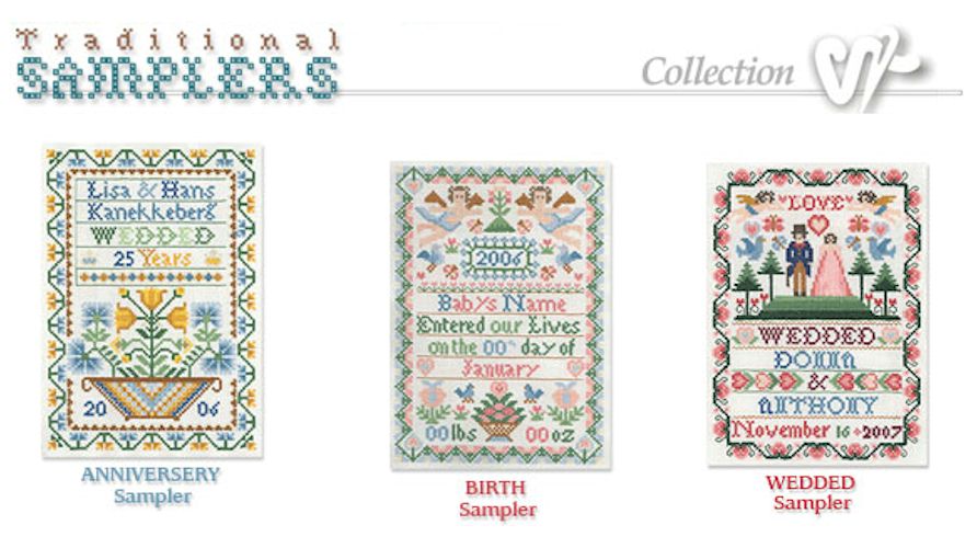 Traditional Samplers Special Occasions Embroidery Designs on CD from the Vermillion Stitchery 74200