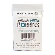 Steady Stitch Plastic-Sided Style A 15-Class Polyester Prewound Bobbins Pack of 12 - Black
