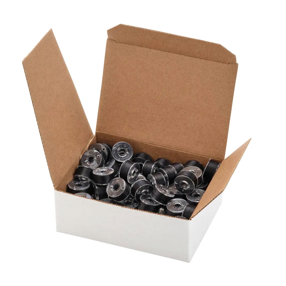Fil-Tec Clear-Glide Black Pre-Wound Polyester Bobbins - Box of 80 Size 15/A 15 Class 13316