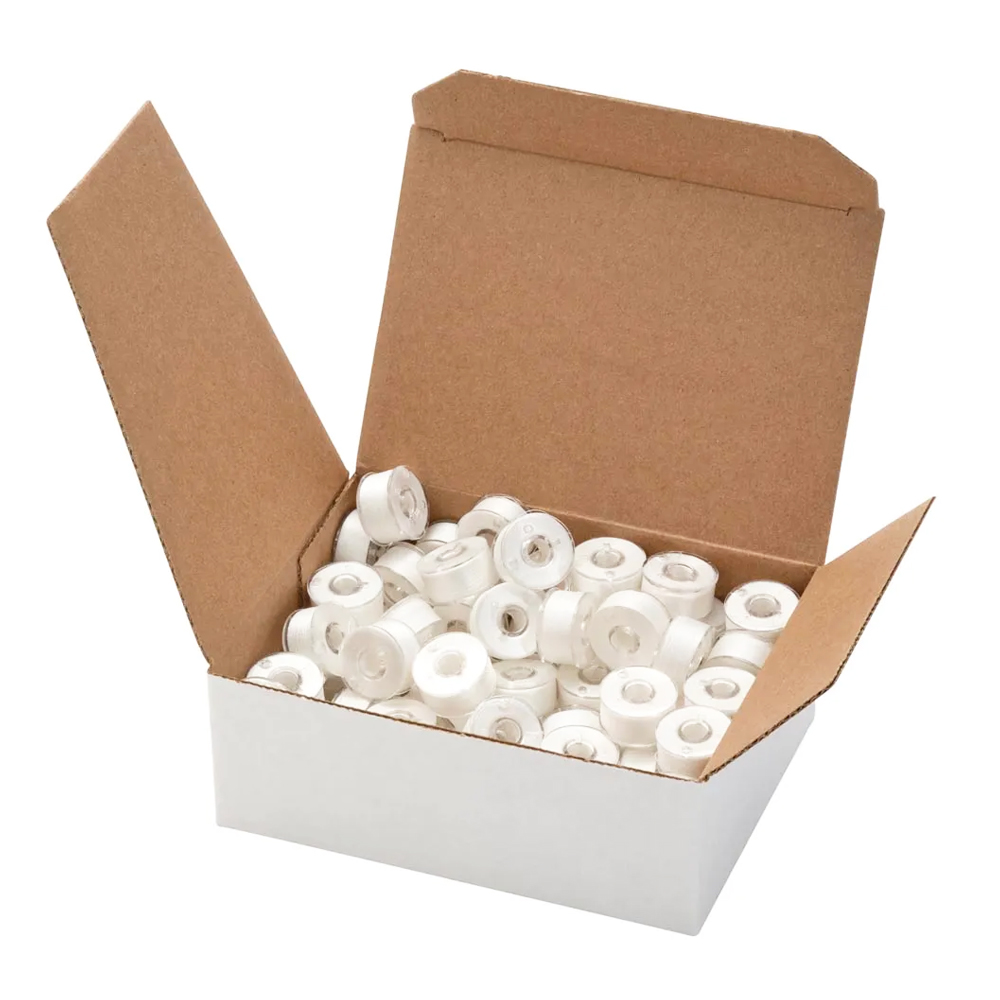 Fil-Tec Clear-Glide White Pre-Wound Polyester Bobbins - Box of 80 Size 15/A 15 Class 13305