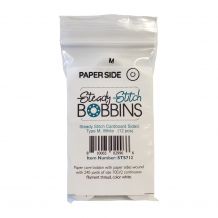 Steady Stitch Cardboard-Sided Style M Polyester Prewound Bobbins Pack of 12 - White