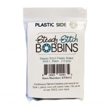 Steady Stitch Plastic-Sided Size L Polyester Prewound Bobbins Pack of 12 - Black