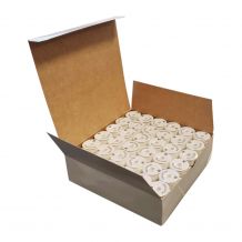 Steady Stitch Cardboard-Sided Style M Polyester Prewound Bobbins - Box of 144 - White