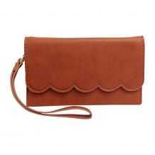 The Coral Palms® Scarlett Scalloped Wristlet Wallet - SADDLE BROWN - CLOSEOUT