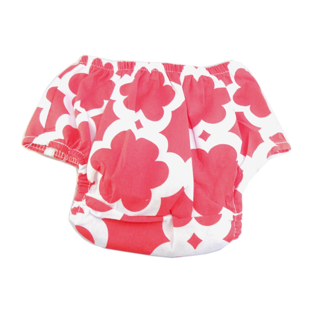 Flower Print Diaper Cover - RED