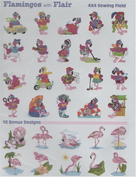 Flamingos with Flair Dakota Collectibles Embroidery Designs on Multi-Format CD-ROM 970245