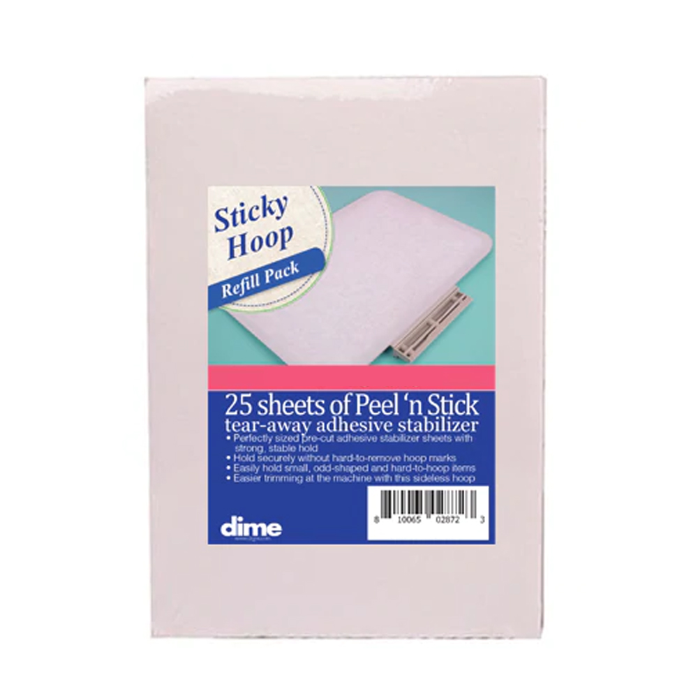 Sticky Hoop Peel & Stick Refill Pack by DIME Designs in Machine Embroidery - 25 Sheet Pack