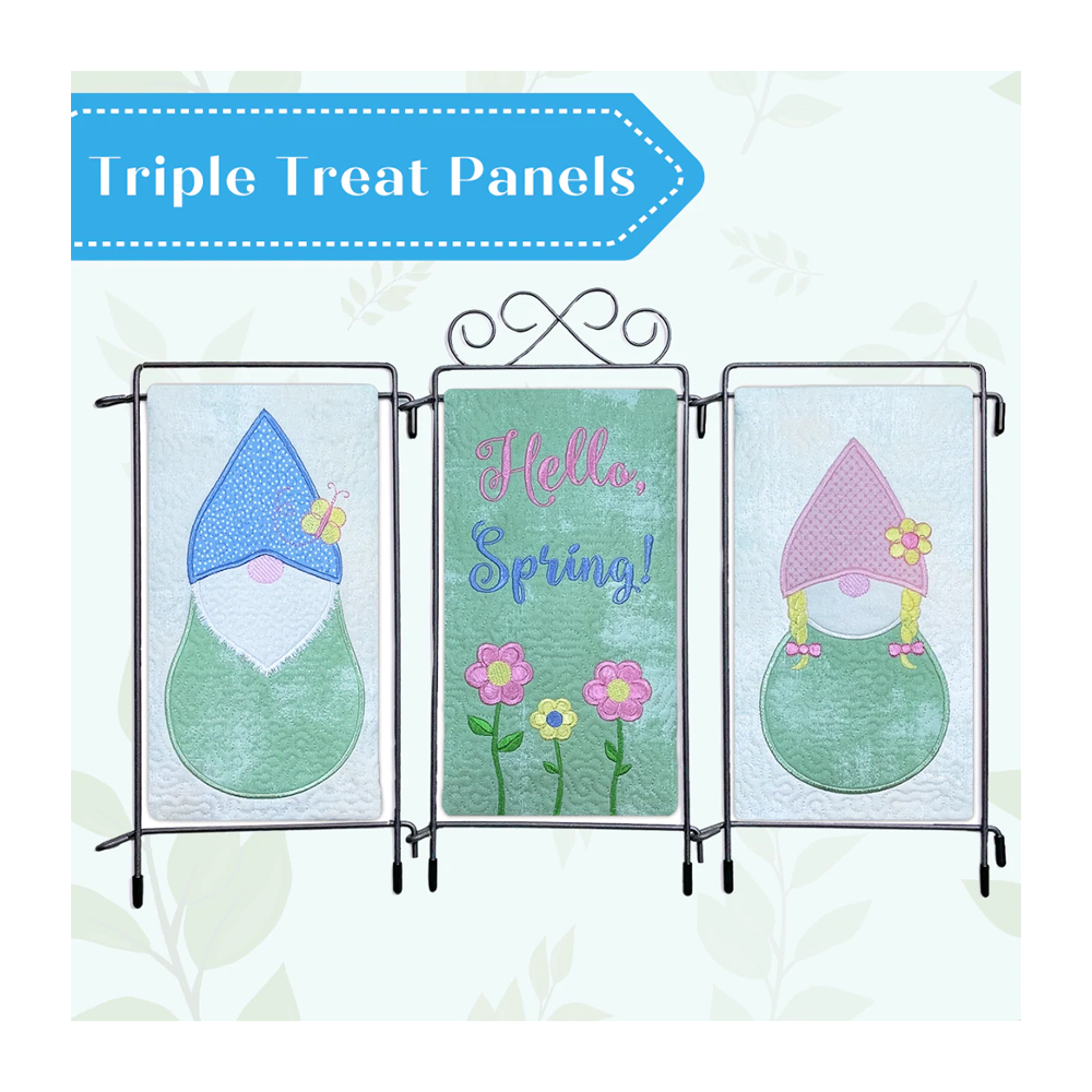 Gnome Triple Treat Panels Embroidery Designs on CD-ROM by Pickle Pie Designs