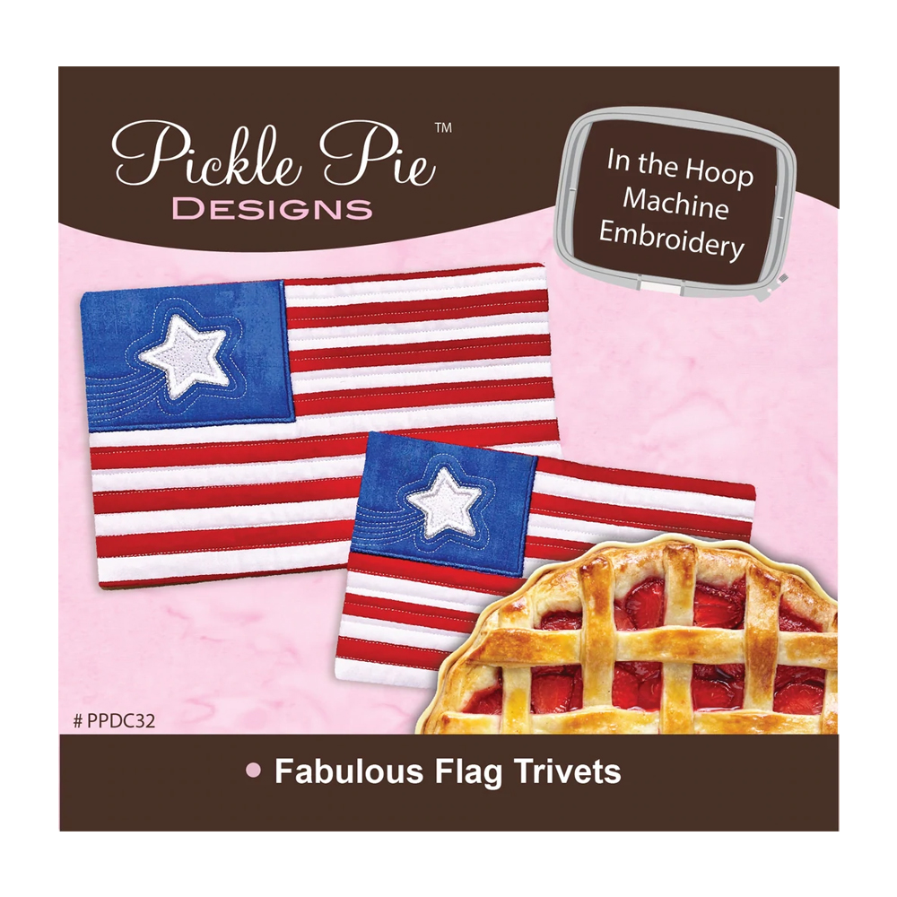 Fabulous Flag Trivets In the Hoop Embroidery Designs on CD-ROM by Pickle Pie Designs