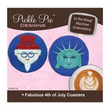 4th of July Coaster Embroidery Designs on CD-ROM by Pickle Pie Designs