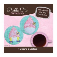 Gnome Boy & Girl Coasters In the Hoop Embroidery Designs on CD-ROM by Pickle Pie Designs