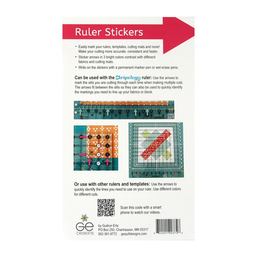 GEasy Ruler Stickers - 192/pack - 3 Color Tropical Brights Palette