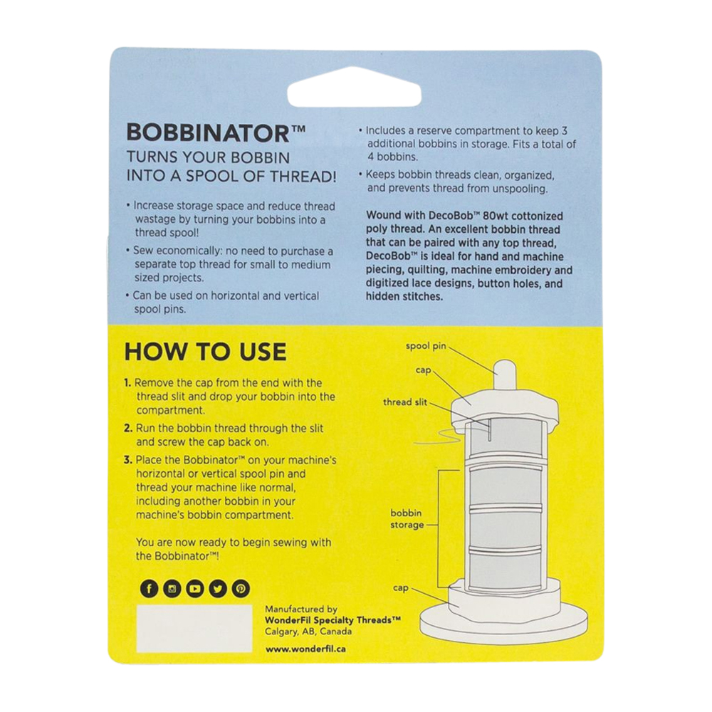 Bobbinator - Includes 10 Class 15 Pre-Wound 80wt DecoBob Bobbins - Grey Palette