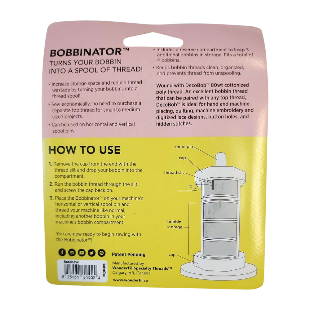 Bobbinator - Includes 10 - L Size Pre-Wound 80wt DecoBob Bobbins - Grey Palette