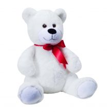 11" Big Bradley White Bear With Ribbon