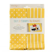 Tea Towels in Lemon - Dots & Stripes & Pinstripe by Kimberbell KDKB224