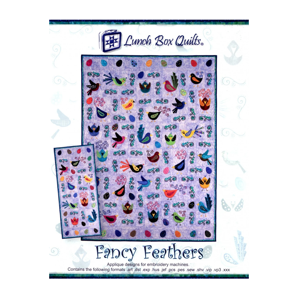 Fancy Feathers Applique Embroidery Designs by Lunch Box Quilts on a CD-ROM - CLOSEOUT