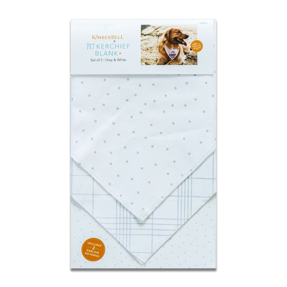 Pet Kerchief Blanks by Kimberbell - Set of 2 - Grey & White