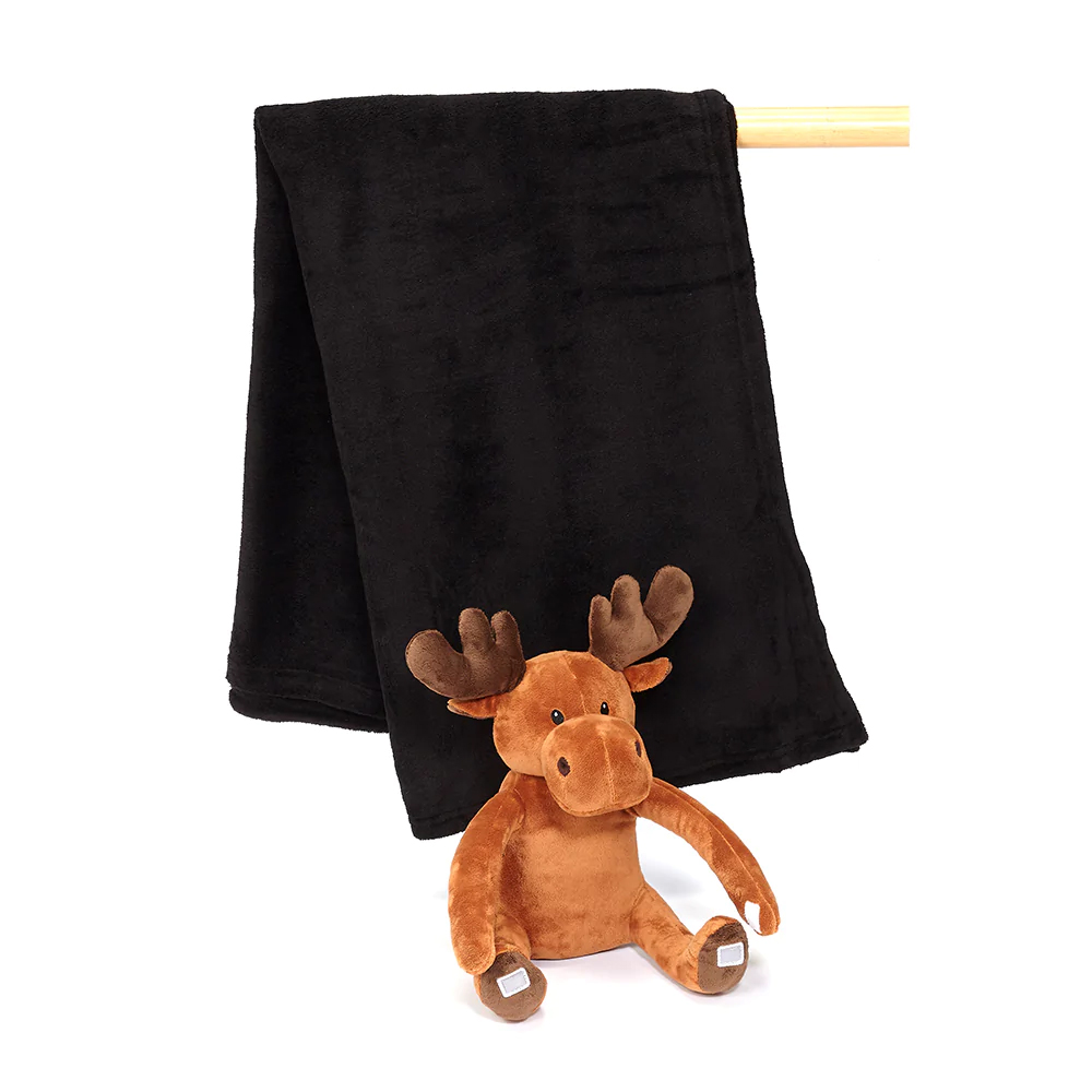 Embroider Buddy - Blankey Hugger Plush Toy and 45" x 61" Blanket Set - Moose