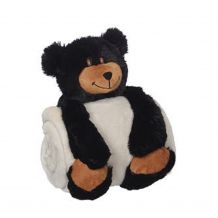 Embroider Buddy - Blankey Hugger Plush Toy and 45" x 61" Blanket Set - Black Bear