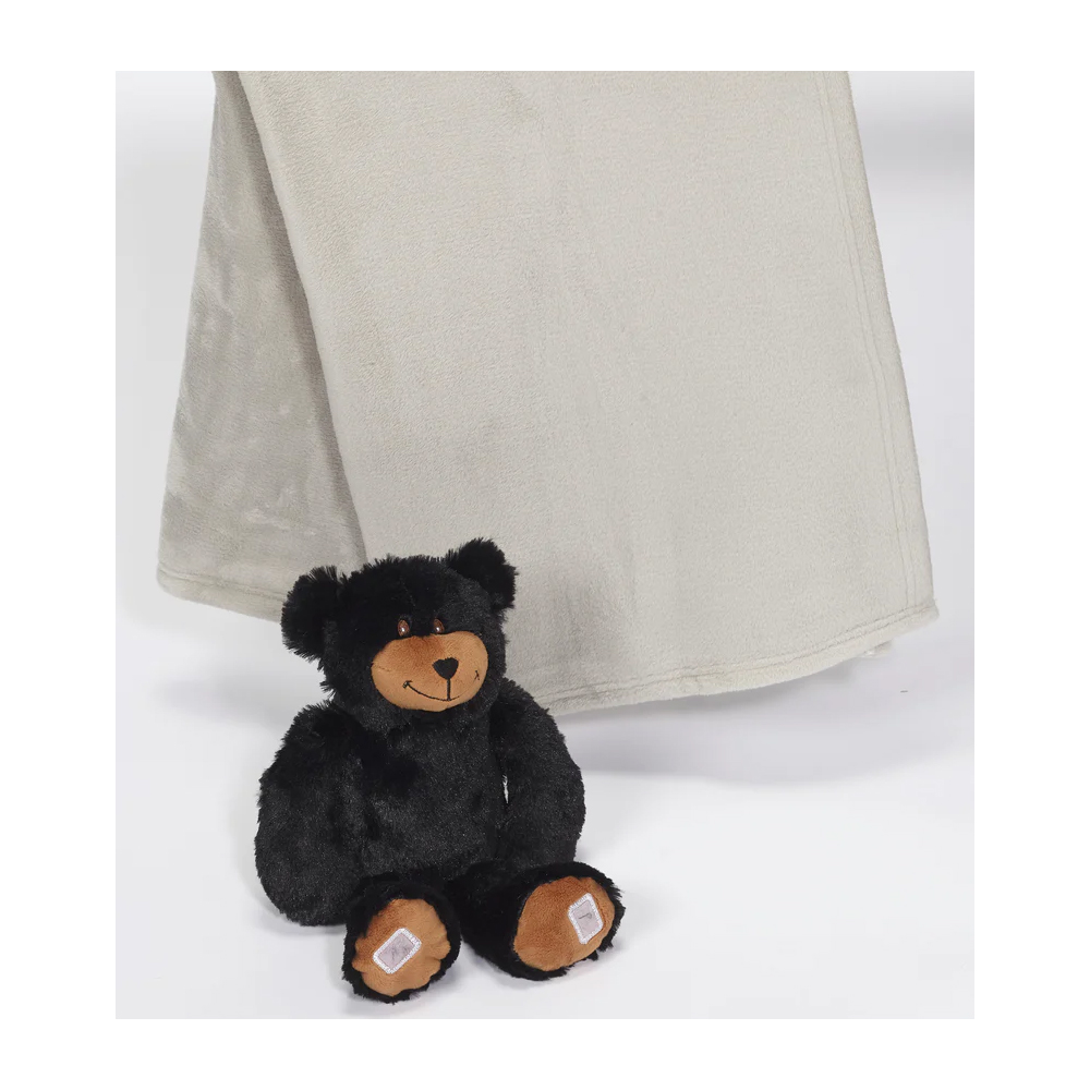 Embroider Buddy - Blankey Hugger Plush Toy and 45" x 61" Blanket Set - Black Bear