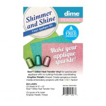 Shimmer & Shine Glitter Vinyl & Kingstar Thread Applique Kit - DIME Designs in Machine Embroidery - Peacock