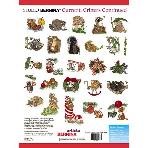 Current Critters Continued Embroidery Designs on ARTISTA Memory Card PC94A