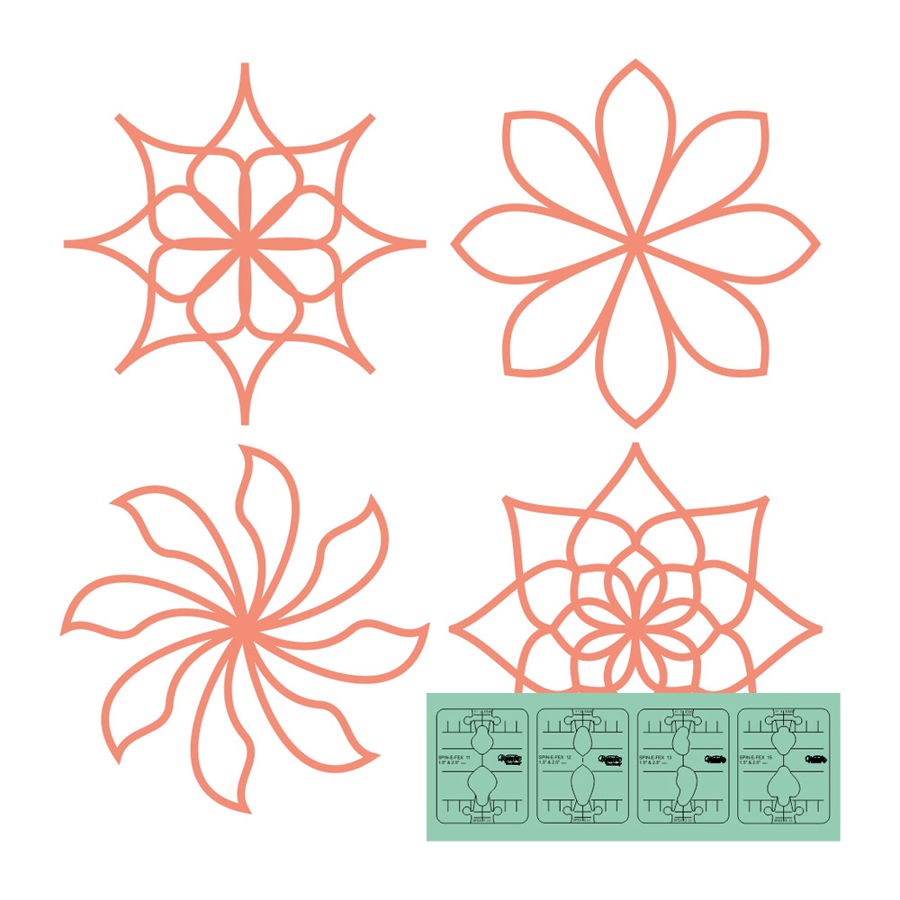 Westalee Design - Mini Spin-E-Fex - 4-piece Template Set - #4 (11 - 12 - 13 - 15)