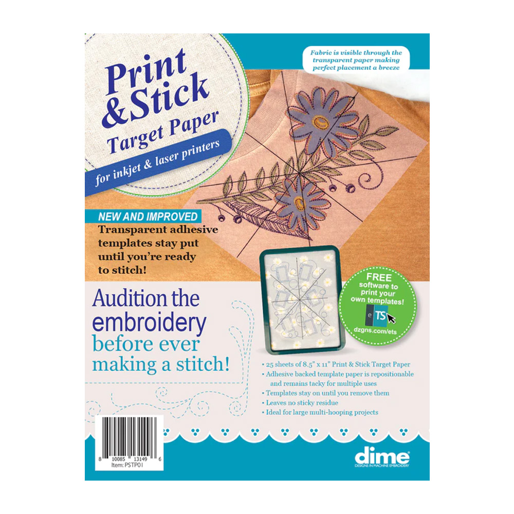 Print & Stick Target Paper by Designs in Machine Embroidery