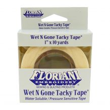 Floriani - Wet N Gone Tacky Tape - Pressure Sensitive Water Soluble Stabilizer - 1" x 10yd Roll