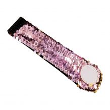 The Coral Palms® Mermaid Medallion Sequin Cuff Bracelet - BLUSH/GOLD - CLOSEOUT