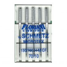 Floriani Chrome by Schmetz - 70/10 Microtex Needles - 130/705 H-M CF - 5 Needle Pack