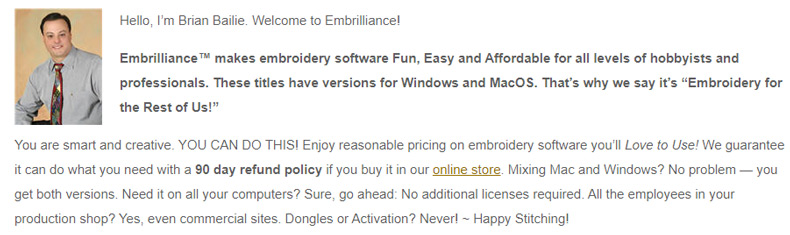 Embrilliance Embroidery Software