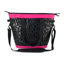 Domil Selected - Over-The-Shoulder Cooler Tote in Pink Trim/Black Leopard Print