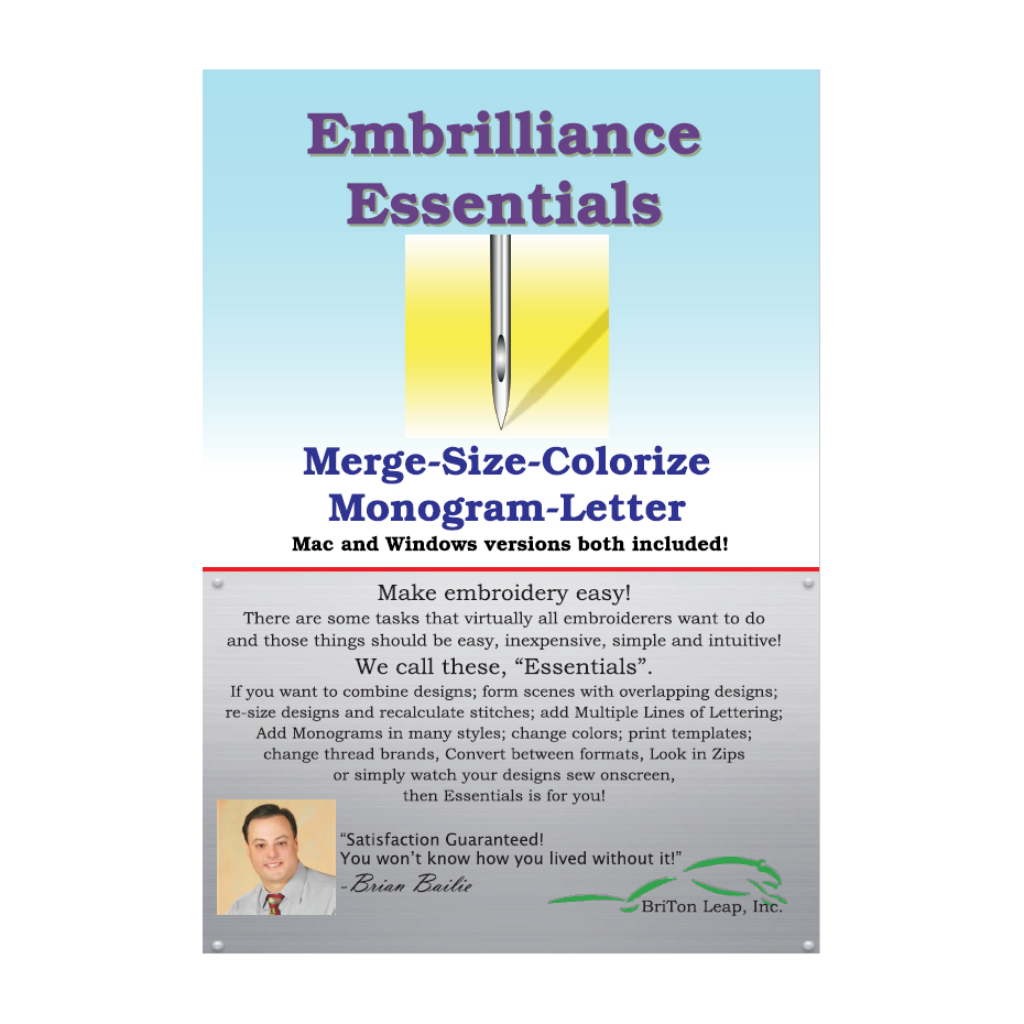 Embrilliance Essentials Embroidery Software DOWNLOADABLE