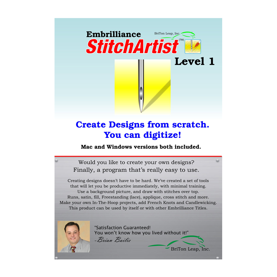 Embrilliance StitchArtist Level 1 Embroidery Software