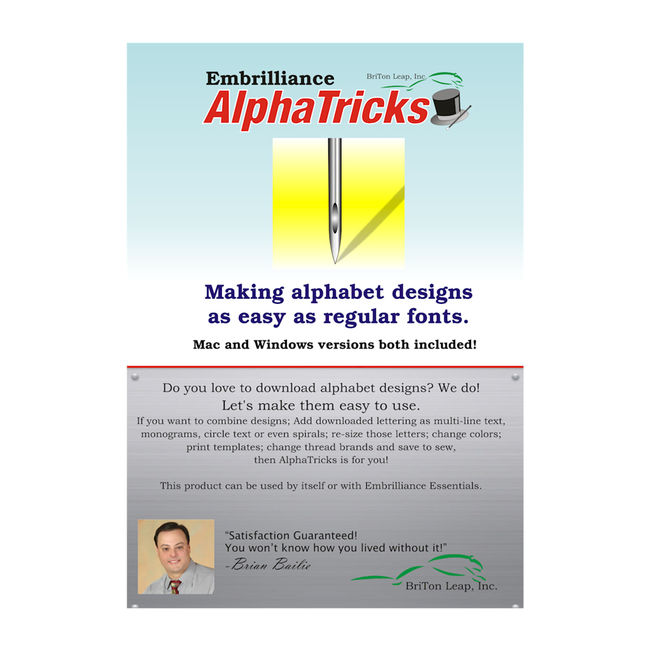 AlphaTricks by Embrilliance Embroidery Software DOWNLOADABLE