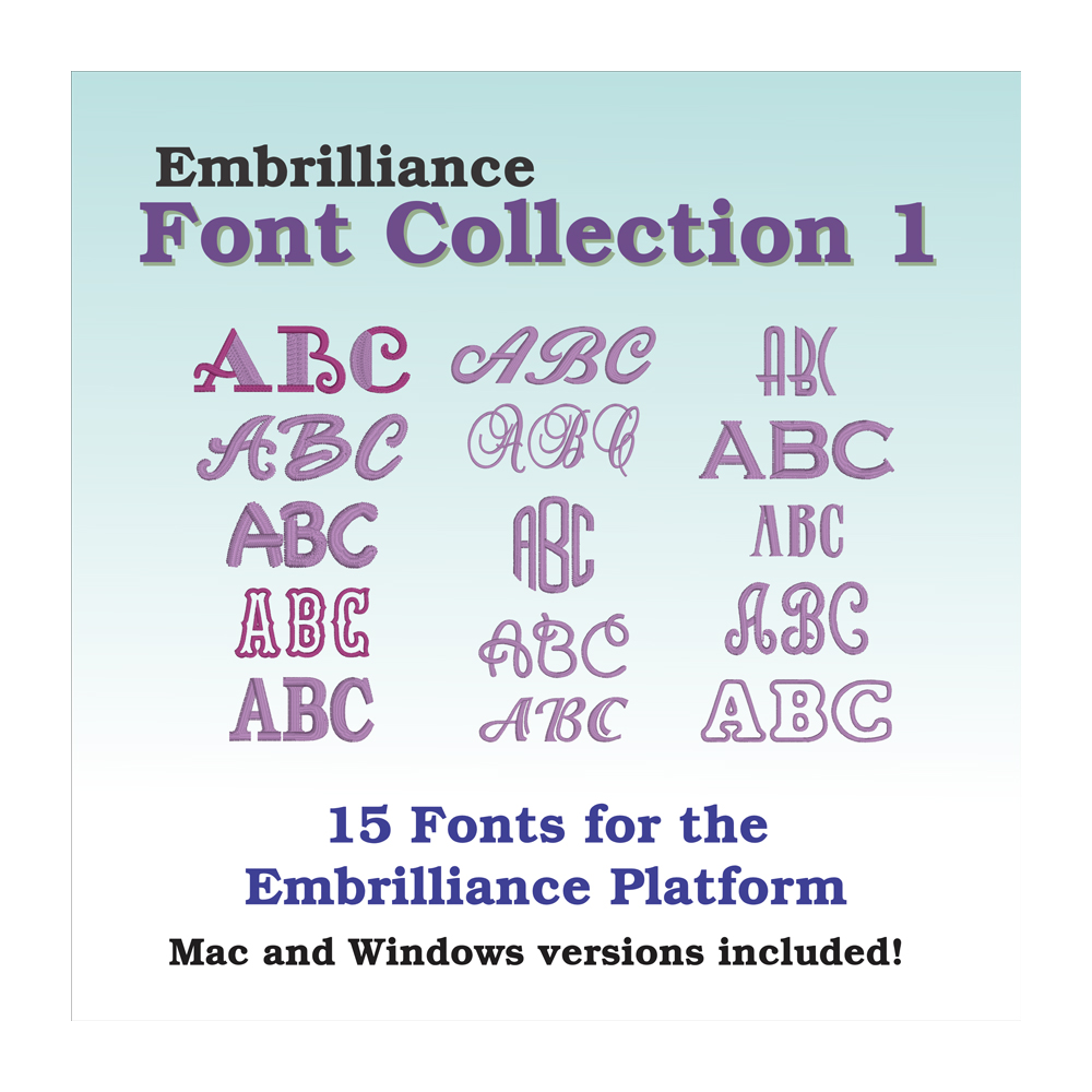 Font Pack 1 for Embrilliance Essentials Embroidery Software