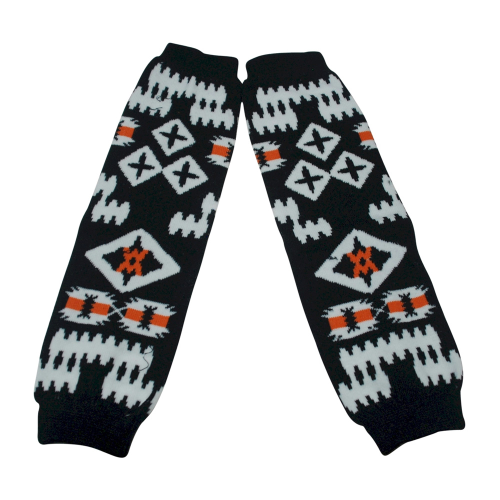 Tribal Print Baby Leg Warmers - BLACK, WHITE & ORANGE - CLOSEOUT