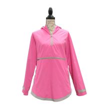 The Coral Palms® Tunic-Style UltraLite Pullover Packable Rain Jacket - PINK - CLOSEOUT