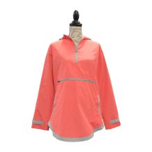 The Coral Palms® Tunic-Style UltraLite Pullover Packable Rain Jacket - CORAL - CLOSEOUT