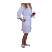 Cotton Waffle 36" Knee-Length Kimono Robe - Junior Size