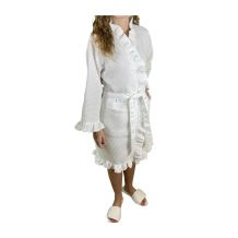 Cotton Waffle 36" Ruffle Knee-Length Kimono Robe - Junior Size