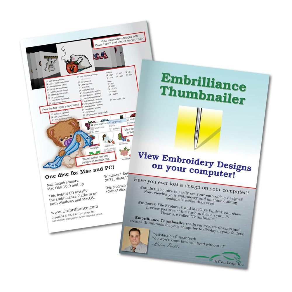 Embrilliance Thumbnailer Embroidery Software