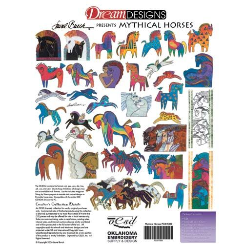 Mythical Horses by Laurel Burch Embroidery Designs on a Multi-Format CD-ROM PC819200