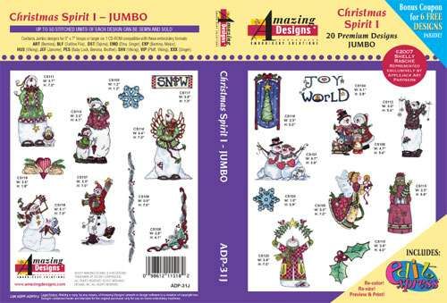 Christmas Spirit Embroidery Designs by Amazing Designs on a Multi-Format CD-ROM ADP-31J