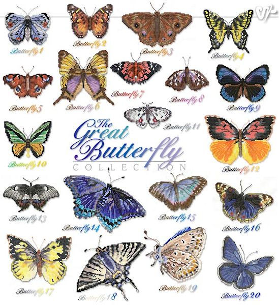 The Great Butterfly Collection Cross Stitch Embroidery Designs by Vermillion Stitchery on a Multi-Format CD-ROM 74500