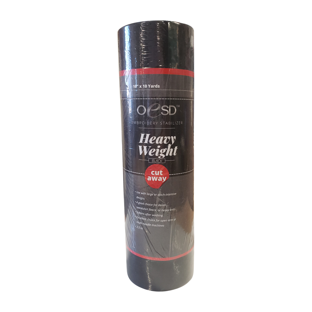 OESD Heavy Weight 2.5oz Cut-Away Embroidery Stabilizer - 10" x 10yd Roll - Black